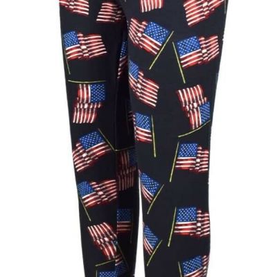 TSI Sportswear Home of the Brave NEW Womens Fashion Leggings US Flag Pattern XL